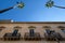 Tall palm trees in Piazetta Antonio Panzera in centre of the historic baroque city of Lecce in Puglia Italy.