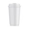Tall paper coffee cup with lid isolated
