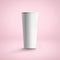 Tall paper coffee cup, over soft pink background