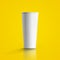 Tall paper coffee cup, over yellow orange background