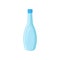 Tall plastic water bottle with narrow neck and blue lid. Container for storage liquids. Flat vector element for promo