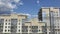 Tall residential building with panoramic windows against sky