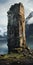 Tall Rock Formation in the Middle of a Lake: An Artist\\\'s Renditi