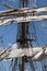 Tall Sailing Ship, Closeup Detail of Mast, Sails