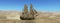 Tall Sailing Ship Desolate Desert Illustration