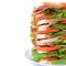 Tall sandwich of ham, tomato & lettuce