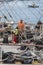 Tall Ship deck maintenance workers