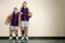 Tall and short basketball players