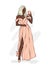 A tall, slender girl in a beautiful evening dress. Fashion & Style. Vector illustration