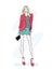 A tall slender girl in shorts, a jacket and high-heeled shoes. Long-legged model. Fashion, style, clothing and accessories. Vector
