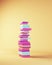 Tall Stack of School Books in Pink Purple Blue Beige Studying Back to School Concept Quarter View