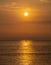 Tall Sunset Boat Over Calm Ocean