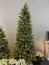 Tall and Thin Christmas Tree with Poinsettia Plants