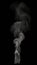 Tall and Thin Wisp of White Smoke with Low Density on Black