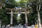 The Tall Tori Gate at the Entrance to Meiji Temple in Tokyo, Japan