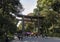 The Tall Tori Gate at the Entrance to Meiji Temple in Tokyo, Japan