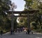 The Tall Tori Gate at the Entrance to Meiji Temple in Tokyo, Japan