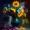 A Tall Vibrant Vase of Stunning Freshly Cut Russian Sunflowers AI Generative