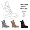 Tall winter boots made of wool with Velcro. Shoes for explorers.Different shoes single icon in cartoon style vector