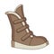 Tall winter boots made of wool with Velcro. Shoes for explorers.Different shoes single icon in cartoon style vector