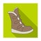 Tall winter boots made of wool with Velcro. Shoes for explorers.Different shoes single icon in flat style vector symbol