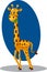 Tall yellow giraffe eating, illustration, vector