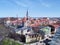 Tallin beautiful buildings and blue sky in the town