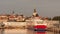 Tallin, Estonia - 24 July 2018: View of the city from the Gulf of Finland. Viking Line ferry in the port of Tallinn.