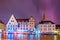 TALLIN, ESTONIA, AUGUST 16, 2016: Night view of restaurants surrounding the town hall square in the old town of Tallin