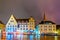 TALLIN, ESTONIA, AUGUST 16, 2016: Night view of restaurants surrounding the town hall square in the old town of Tallin