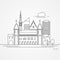 Tallin Estonia detailed silhouette. Trendy vector illustration, flat style. Stylish colorful landmarks.