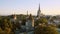 Tallinn city wall and St. Olaf`s Church top view