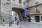 TALLINN, ESTONIA - AUGUST 22, 2016: Pikk street leading through a gate next to Fat Margaret tower in the old town of