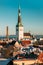Tallinn, Estonia. Church Of St. Olaf Or Olav And Roofs Of Other