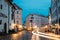 Tallinn, Estonia. Evening View Of Olde Hansa Restaurant, Intersection Of Vene And Viru Streets And Peppersack Restaurant