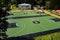 Tallinn, Estonia - July 8, 2017: Basketball fields in Toompark, a public park on the west side of Toompea hill. Its green lawns