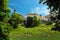 Tallinn, Estonia - July 8, 2017: Snelli stadium in Toompark, a public park on the west side of Toompea hill. Its green lawns and