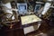 TALLINN, ESTONIA - November 02, 2019: Old map on table inside submarine named Lembit, built in 1936. It is located in Seaplane