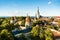 Tallinn, Estonia. Old town and city in summer. Baltic and nordic capital skyline in Europe. Historical castle and church.