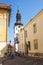 Tallinn, Estonia, the Streets of the Old town. The Spire Of The Dome Cathedral.