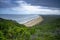 Tallow Beach and Arakwal National Park view from Cape Byron Lighthouse During Dramatic Weather, Byron Bay, NSW Australia.