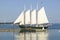 Tallship under sail at historic Yorktown