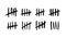 Tally mark. Lines or hand-drawn sticks are sorted by four and crossed out. Simple mathematical visualization of counting