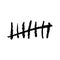 Tally mark on a white background or prison wall hash line