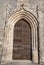 Talmont sur gironde, View of the wood door of church Sainte Radegonde 12th century