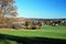 Talsperre Pohl water reservoir with Altensalz village and autumn landscape around in Germany