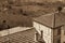 Taly. Tuscany region. Montepulciano town. In Sepia toned. Retro