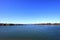 Tama lake and intake tower with Mt. Fuji in autumn