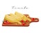 Tamale, dough with meat in corn leaves with chili on a wooden board, latin american cuisine Mexico. Food illustration