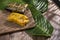 Tamale Typical Colombian Food Wrapped In Banana Leaves